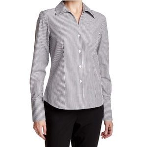 Calvin Klein Cotton Button Down Navy and White striped Semi Fitted Shirt